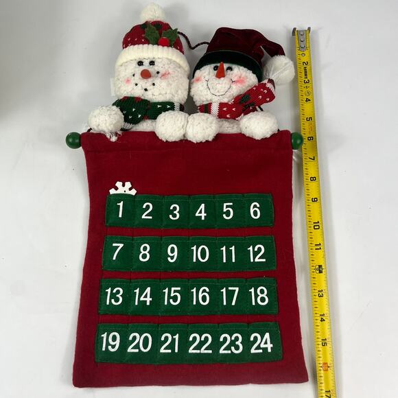 Prima Creations Hanging Advent Calendar 24 Pockets Snowman Plush Head Wall Decor - Picture 7 of 10